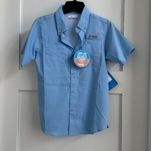 Columbia Sky Blue Short Sleeve PFG UPF40 Shirt NWT
